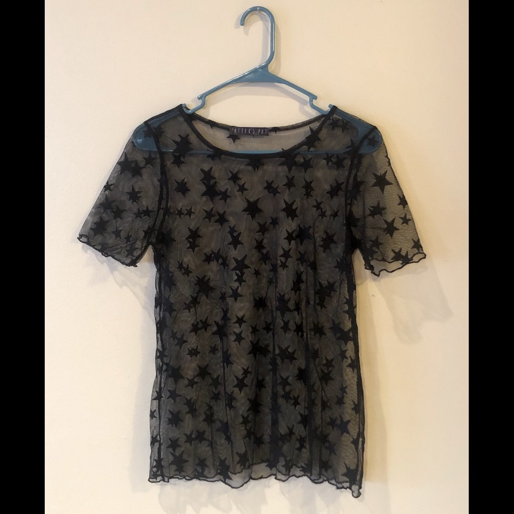 Sheer Mesh Black Star Top